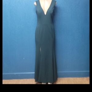 Bill Levkoff Deep V-Neck Maxi Dress in Teal
